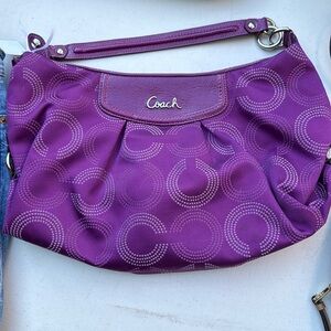 Coach Purple Dotted Op Art Hobo Style Shoulder Bag